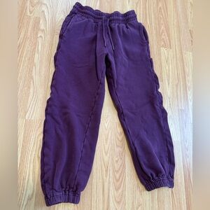Quince Organic Heavyweight Fleece Boyfriend Sweatpant Plum XS Loungewear Comfy